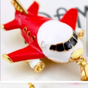 Red/White Airplane Necklace